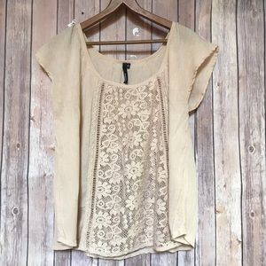 O’Neill Linen /Lace Spring Top Sz L boho light